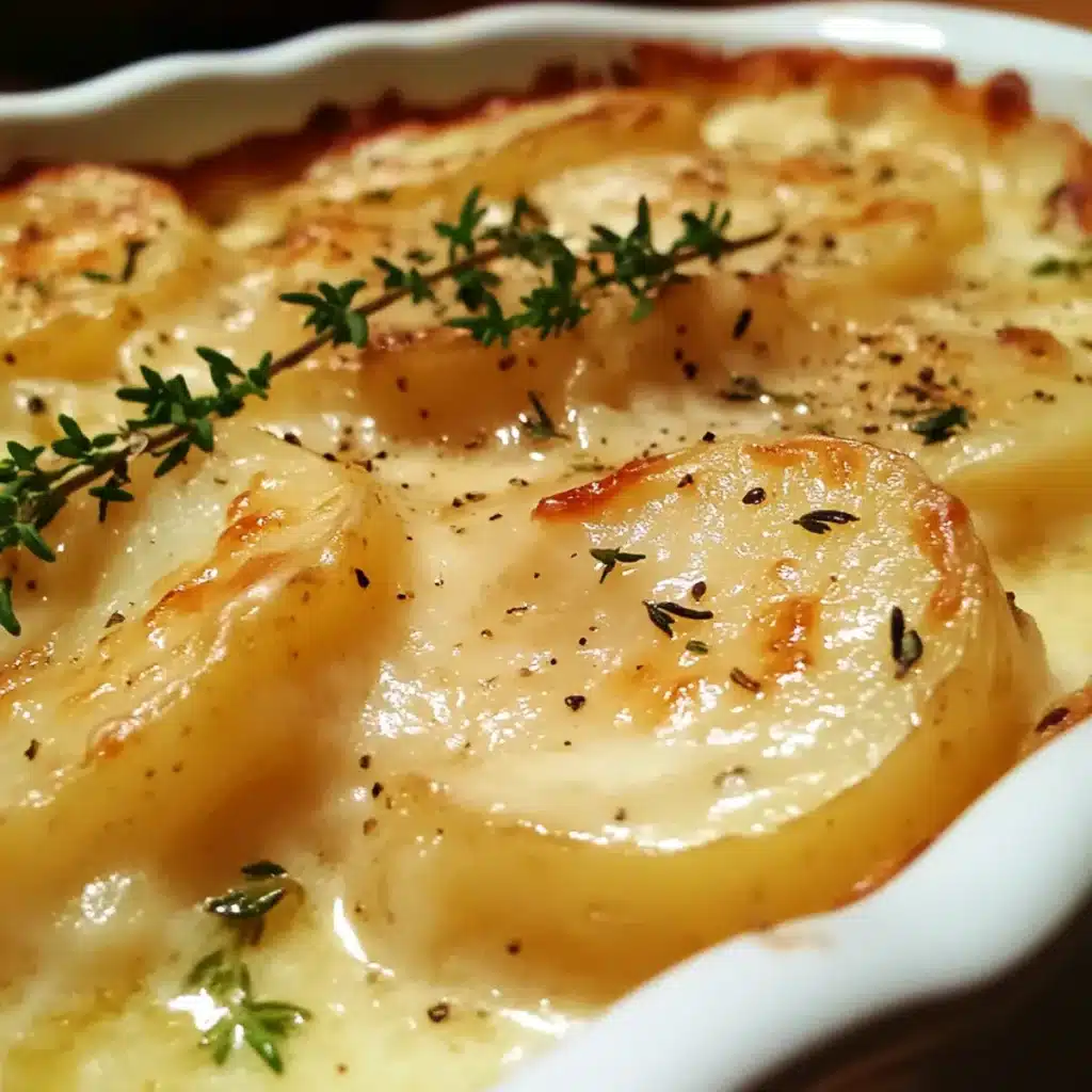 Creamy Garlic Scalloped Potatoes with Thyme