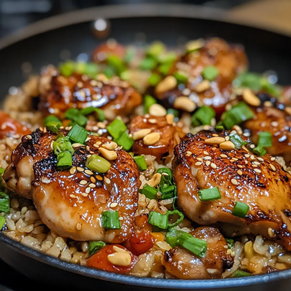 Sticky Ginger Soy Chicken Thigh Skillet