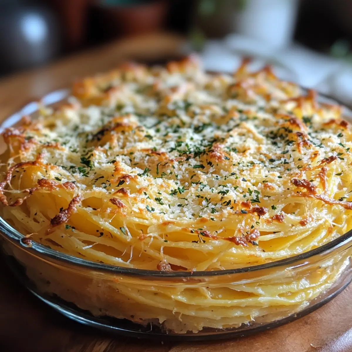 Crispy Parmesan Potato Nest Bake