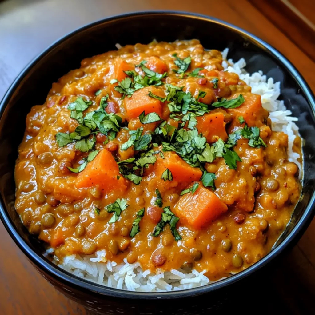 Crockpot Coconut Sweet Potato Lentil Curry