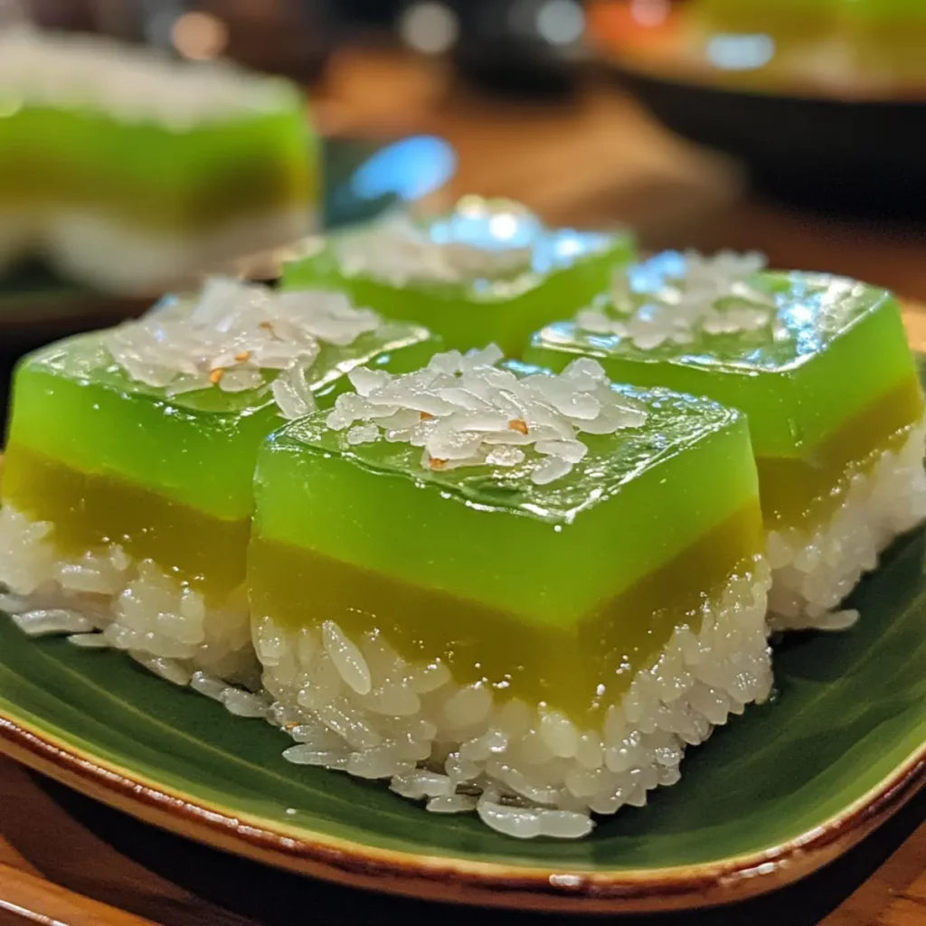 Coconut Pandan Rice Jelly Dessert