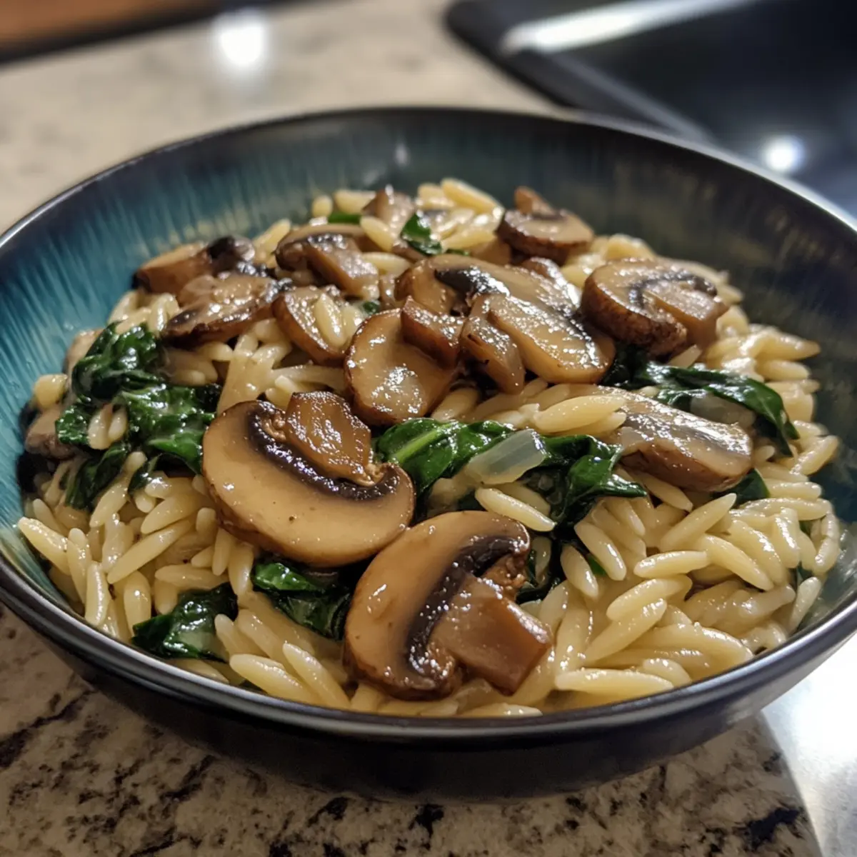 Creamy Mushroom Spinach Orzo Dinner