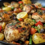 25-Minute Lemon Herb Chicken Thigh Veg Skillet